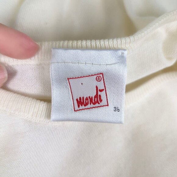 Vintage Mondi Floral Sweater Small White Knit - Picture 8 of 10